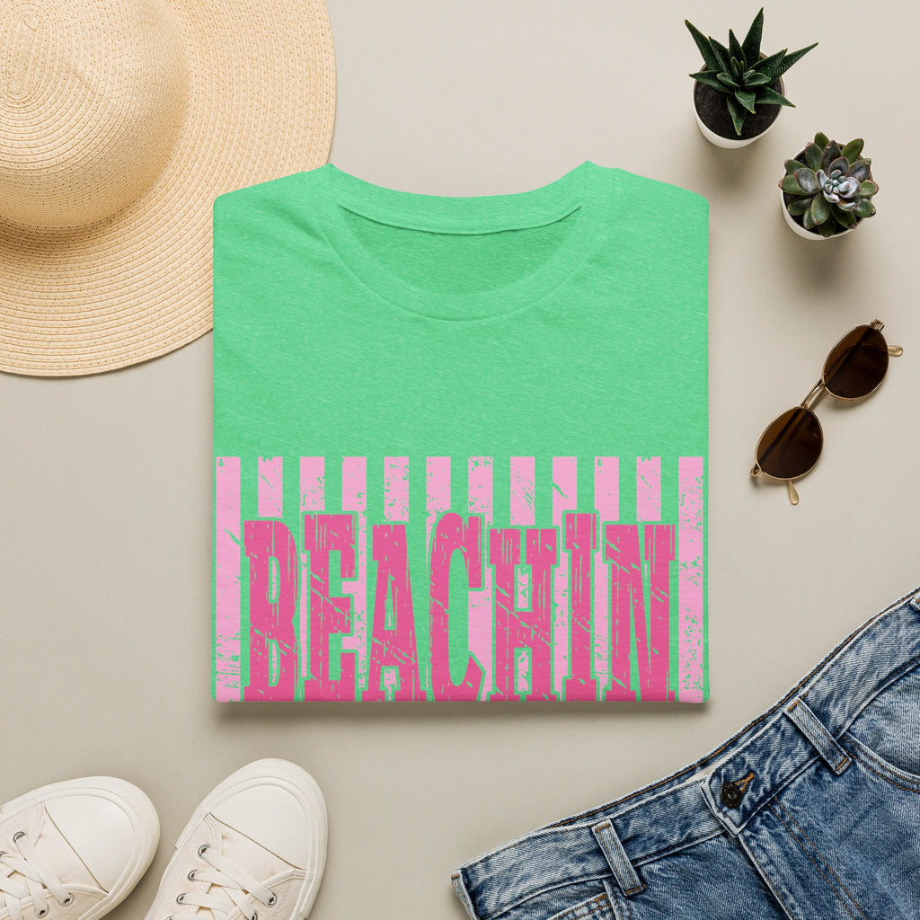 Beachin' Pink Striped Graphic T-Shirt | Summer Beach Vibes