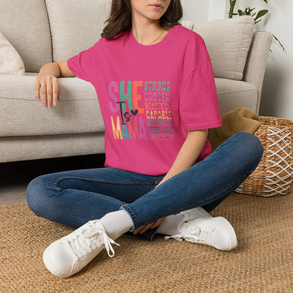 Mama T-Shirt — "She is Mama" Inspirational Mom Shirt (Strong • Chosen • Beautiful)