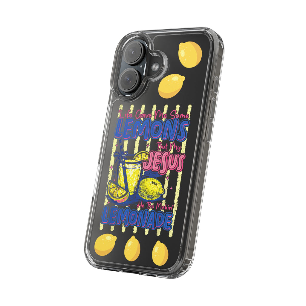 Clear Phone Case — “Life Gave Me Some Lemons But My Jesus Made Me Lemonade” Inspirational Lemon Design