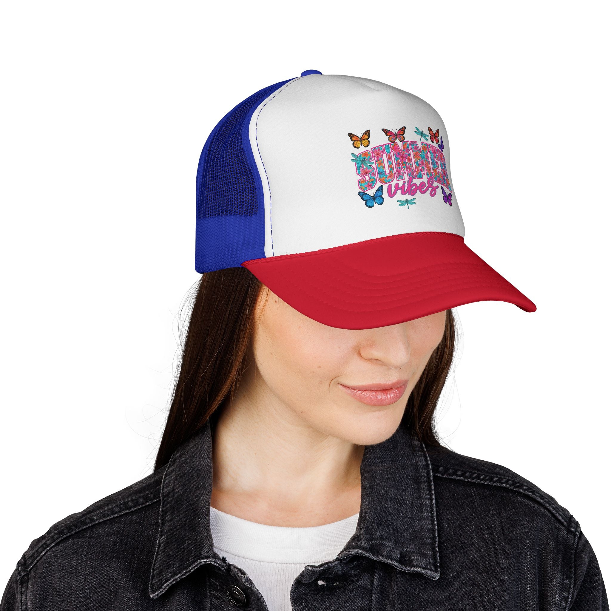 Trucker Cap - 'Butterfly Vibes' Floral Graphic Mesh Hat