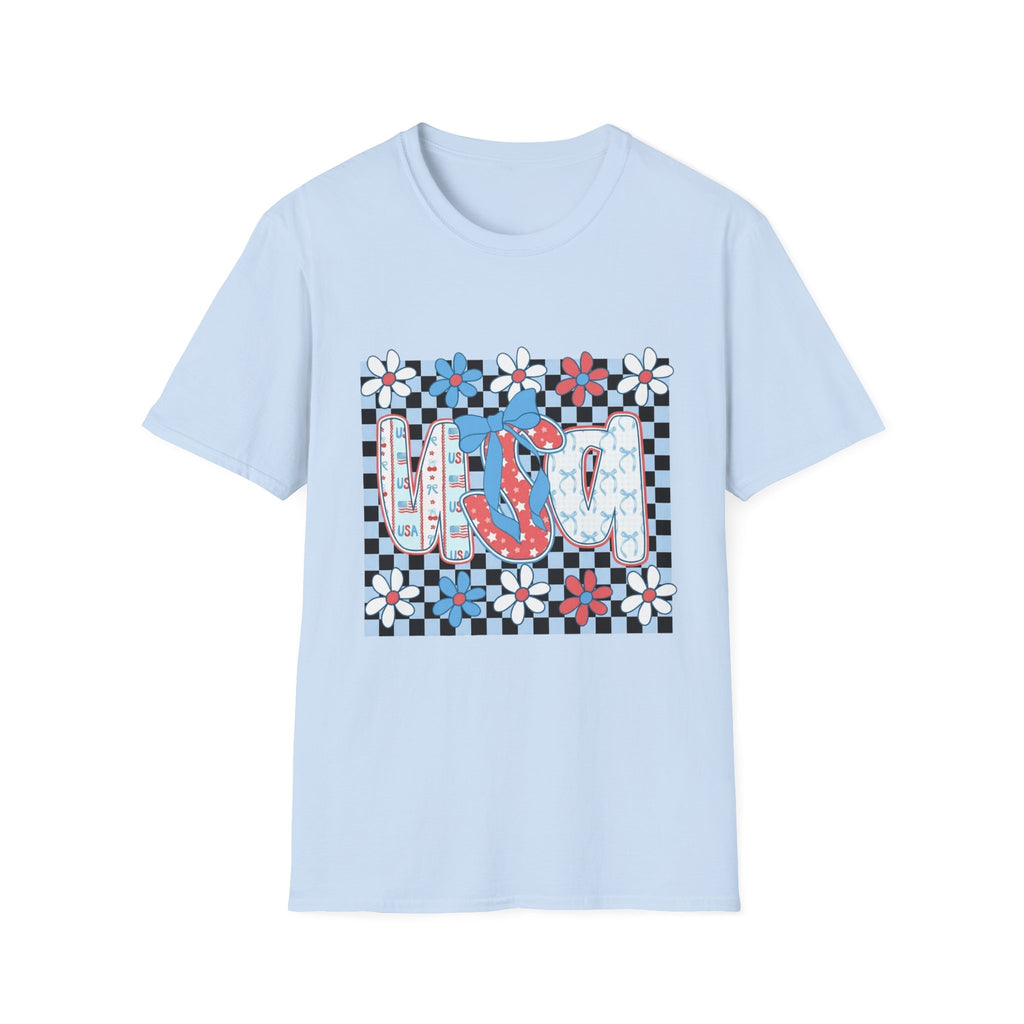 Flip Flop Summer Tee — Red Blue Floral Check Graphic T-Shirt
