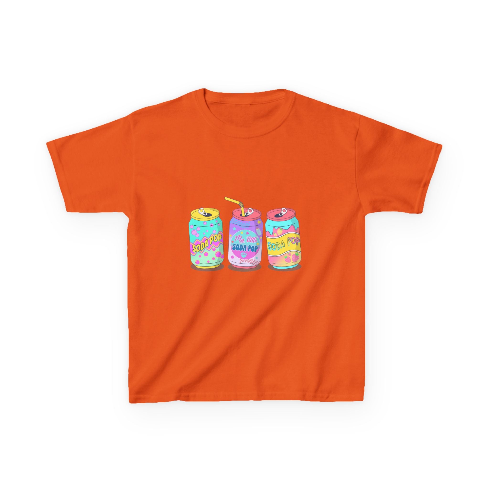 Kids T-Shirt — Colorful Soda Can Trio Graphic Tee (Cute Retro Drink Design)