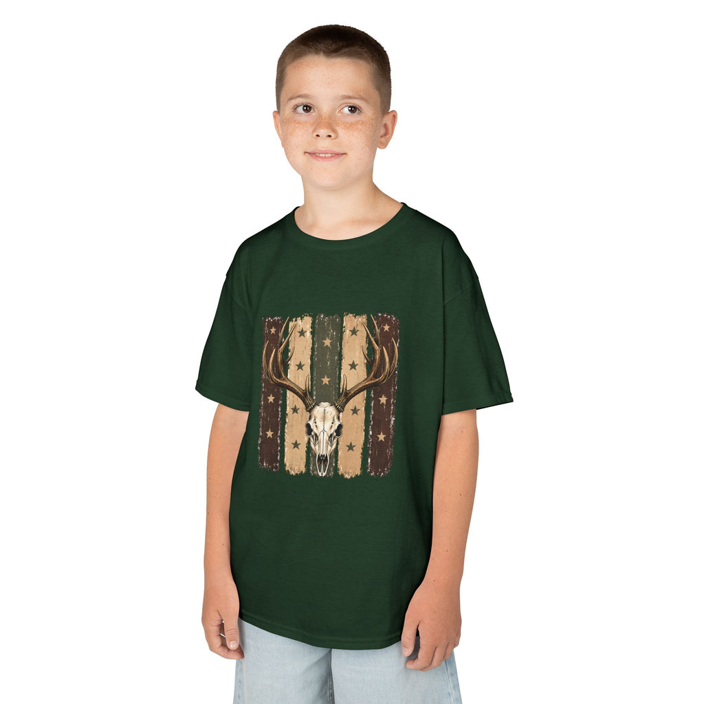 Kids Deer Skull Tee — Rustic Antler Graphic T-Shirt for Outdoor-Loving Kids