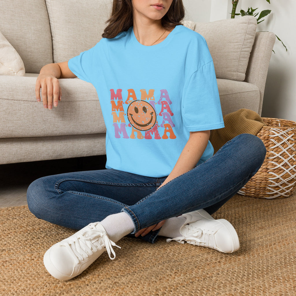Mama Smiley Retro Graphic T-Shirt — Vintage Happy Face Mom Tee