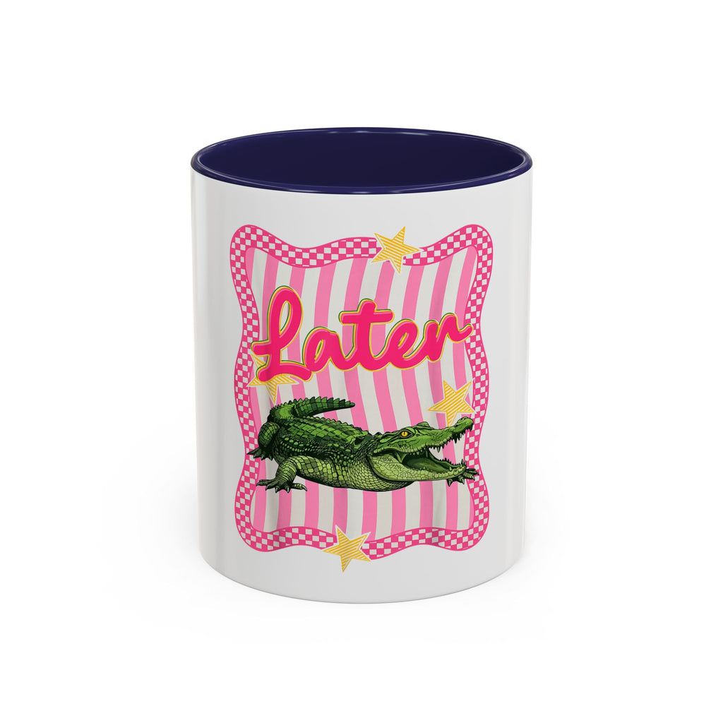 Coffee Mug - 'Later' Retro Pink Gator Accent Mug (11/15oz)