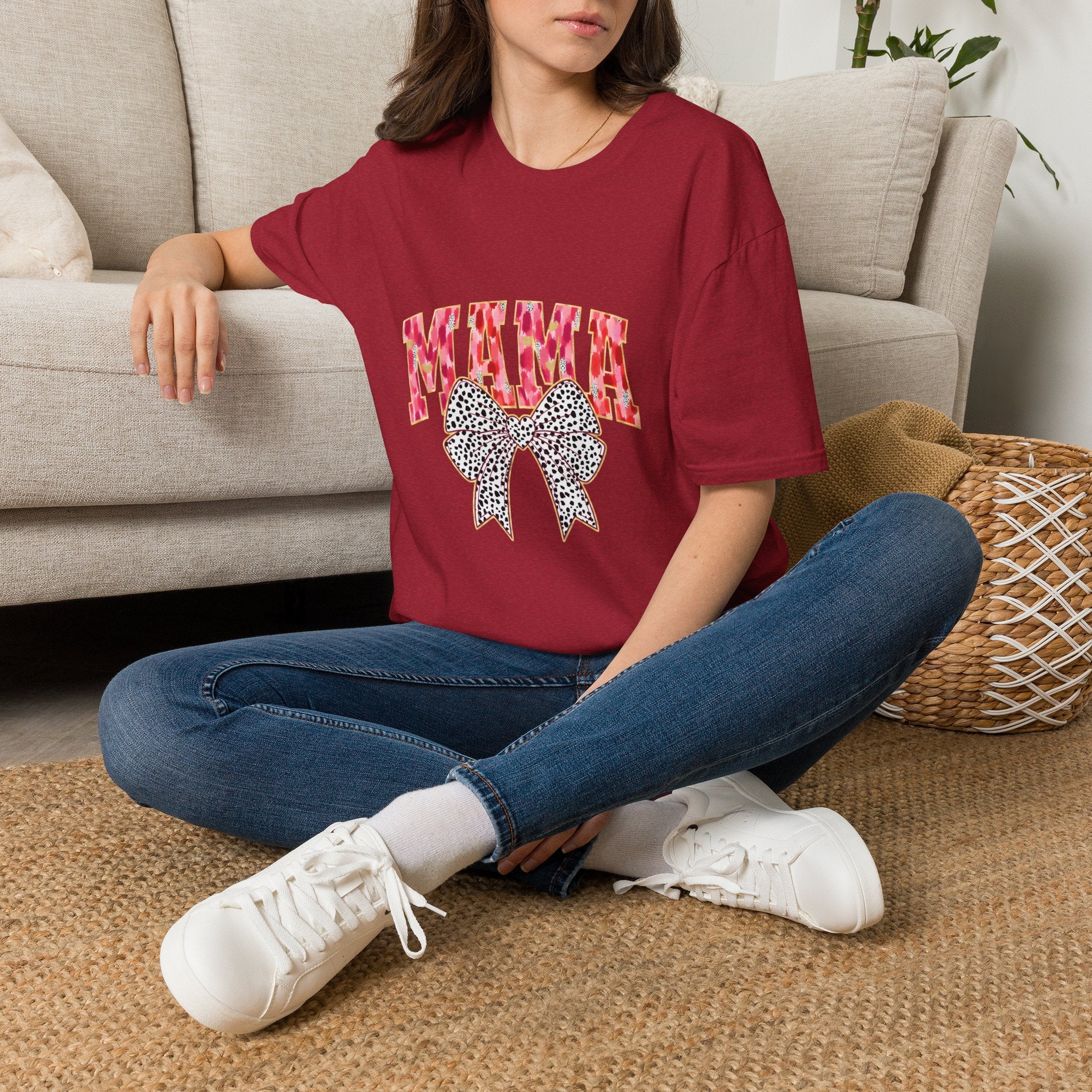 Mama T-Shirt with Leopard Bow — Cute Mom Graphic Tee