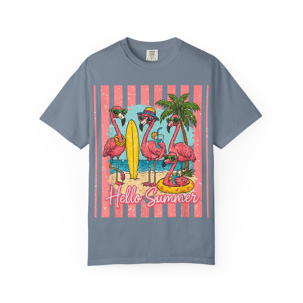 Hello Summer Flamingo Beach T-Shirt