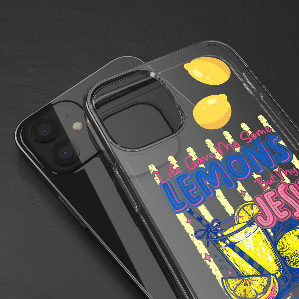 Clear Phone Case — “Life Gave Me Some Lemons But My Jesus Made Me Lemonade” Inspirational Lemon Design