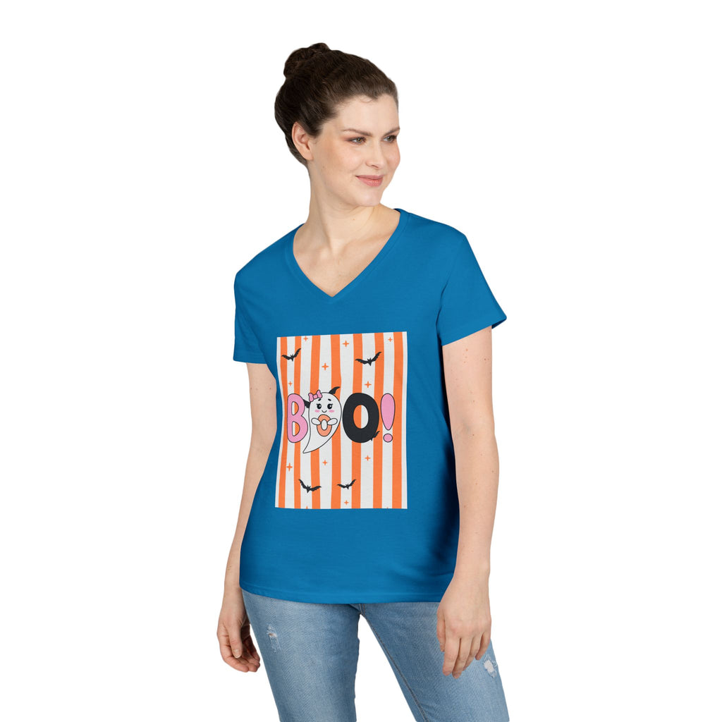 Boo! Ghost Halloween V‑Neck Tee