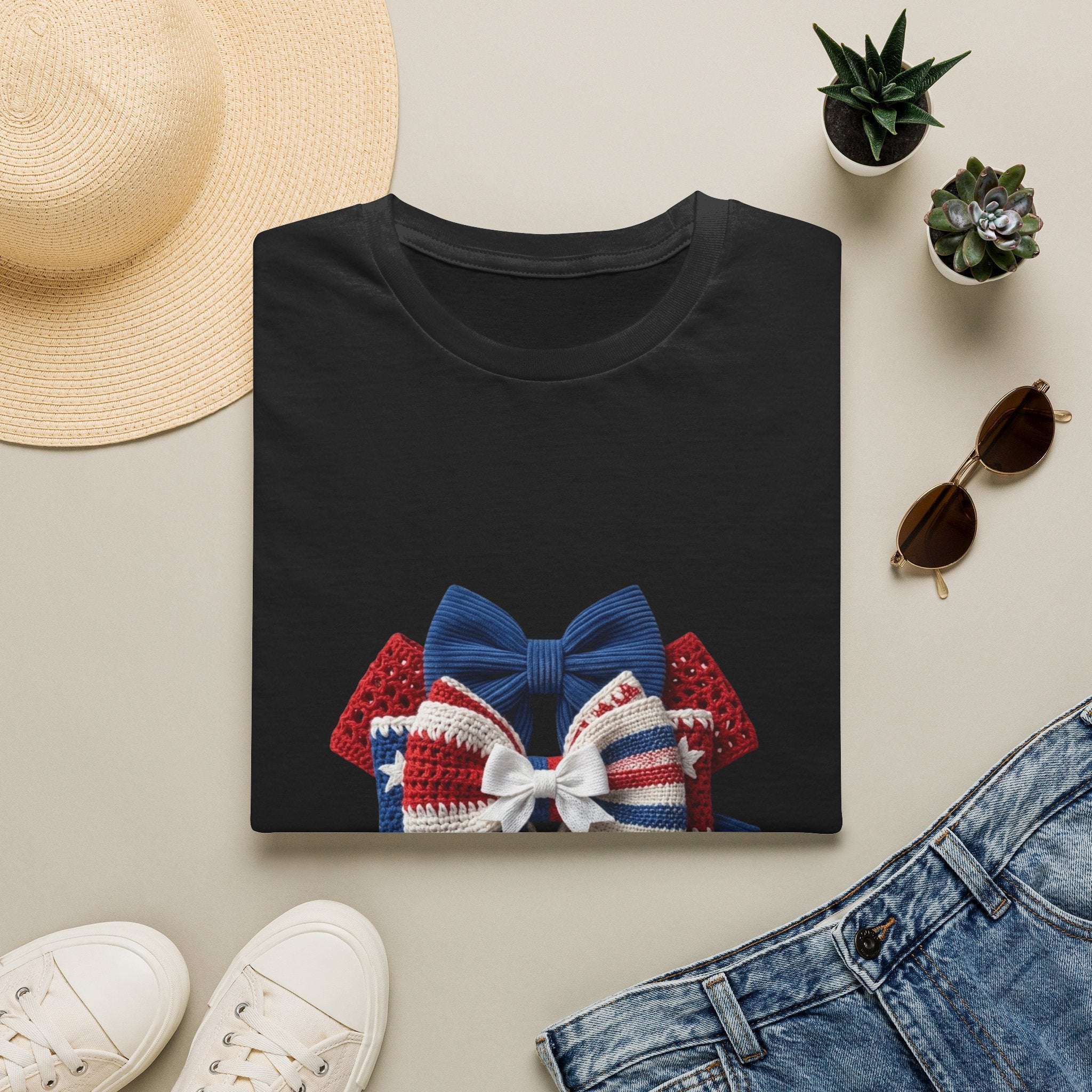 Patriotic Bow T-Shirt — Red White & Blue Ribbon Graphic