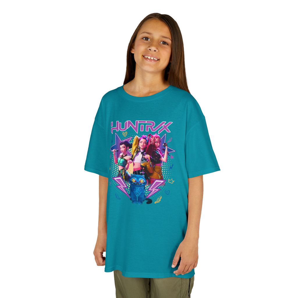 Kids Tee — Colorful 'HUNTRX' Character Graphic Shirt