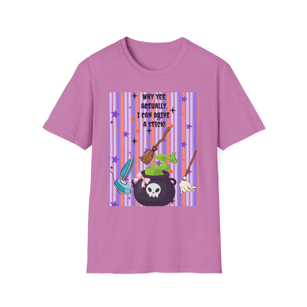 Witchy Broomstick Tee - "Why Yes Actually I Can Drive a Stick" Graphic T-Shirt Hocus Pocus