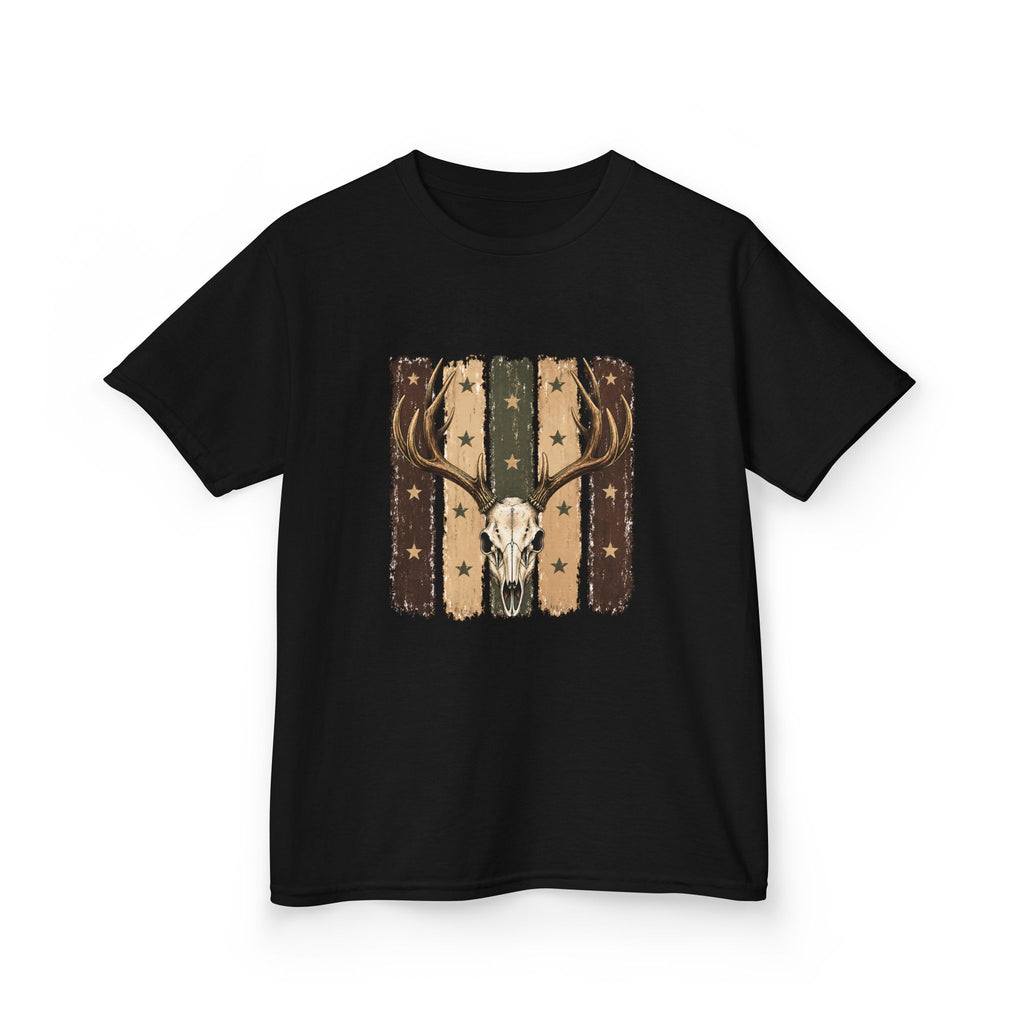 Kids Deer Skull Tee — Rustic Antler Graphic T-Shirt for Outdoor-Loving Kids
