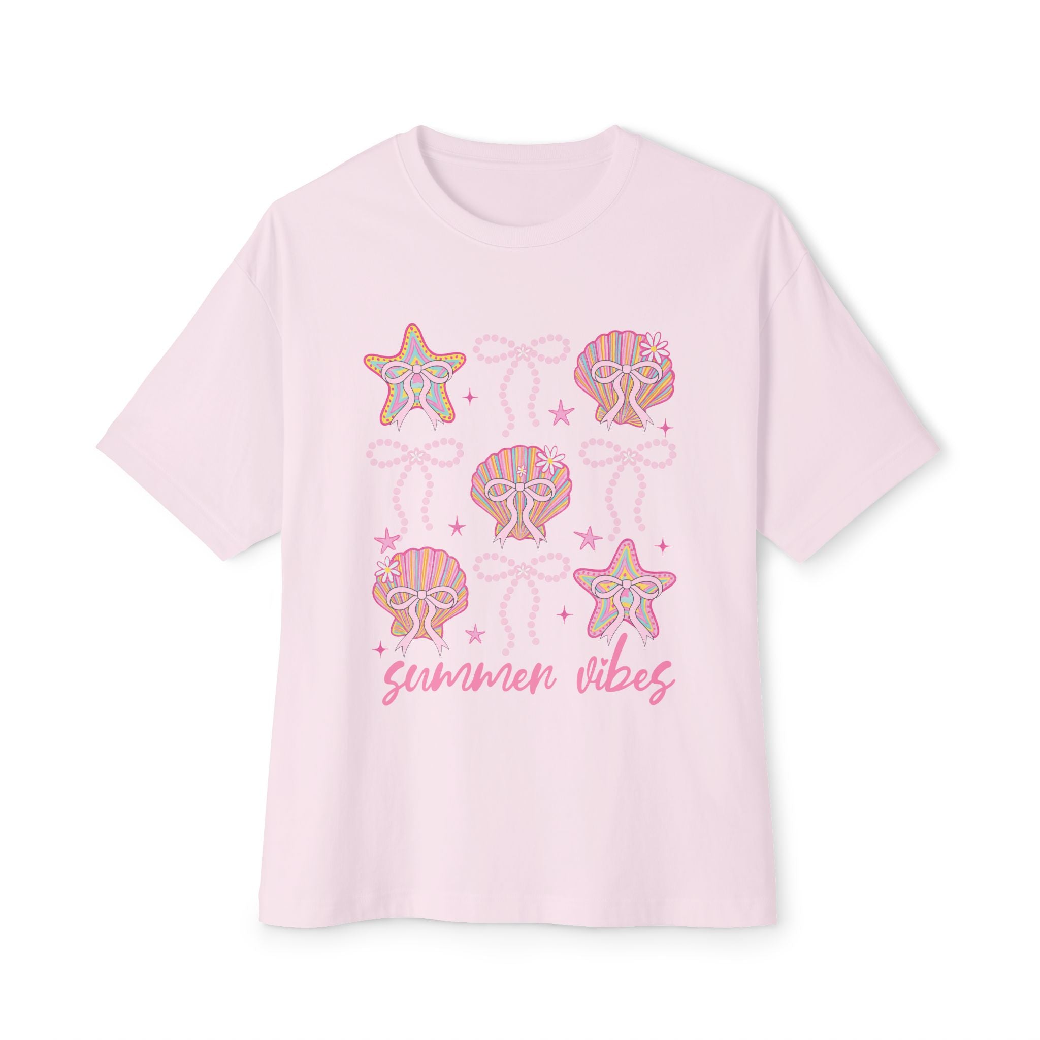 Summer Vibes Seashell & Starfish Boxy Tee