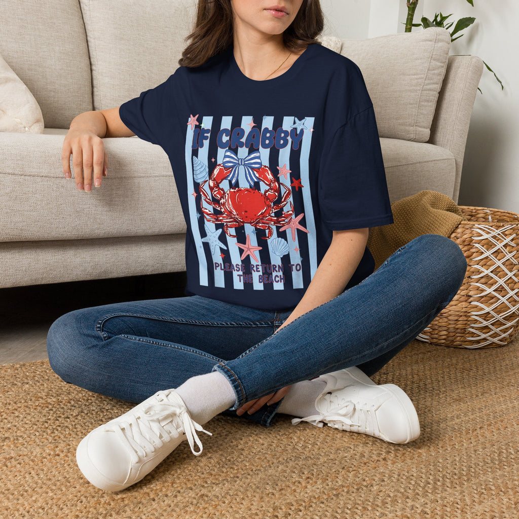 T-Shirt — "If Crabby Please Return to the Beach" Nautical Crab Graphic Tee