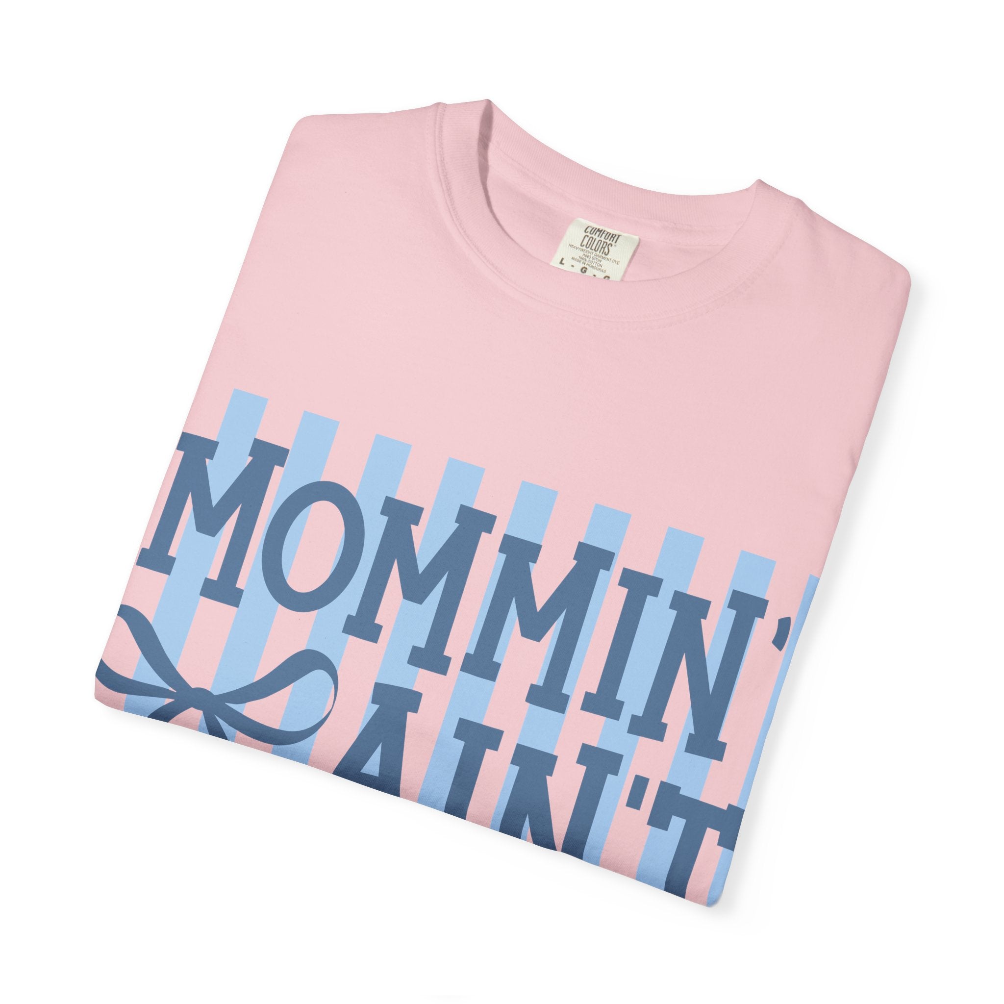 Mommin' Ain't Easy T-Shirt — Funny Mom Gift, Blue Striped Mother's Day Tee