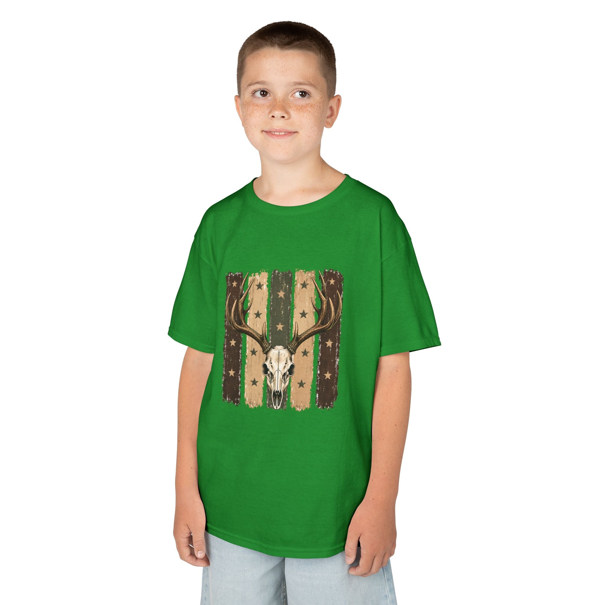 Kids Deer Skull Tee — Rustic Antler Graphic T-Shirt for Outdoor-Loving Kids