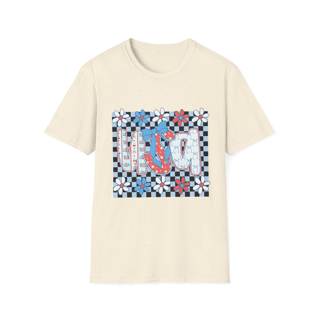 Flip Flop Summer Tee — Red Blue Floral Check Graphic T-Shirt