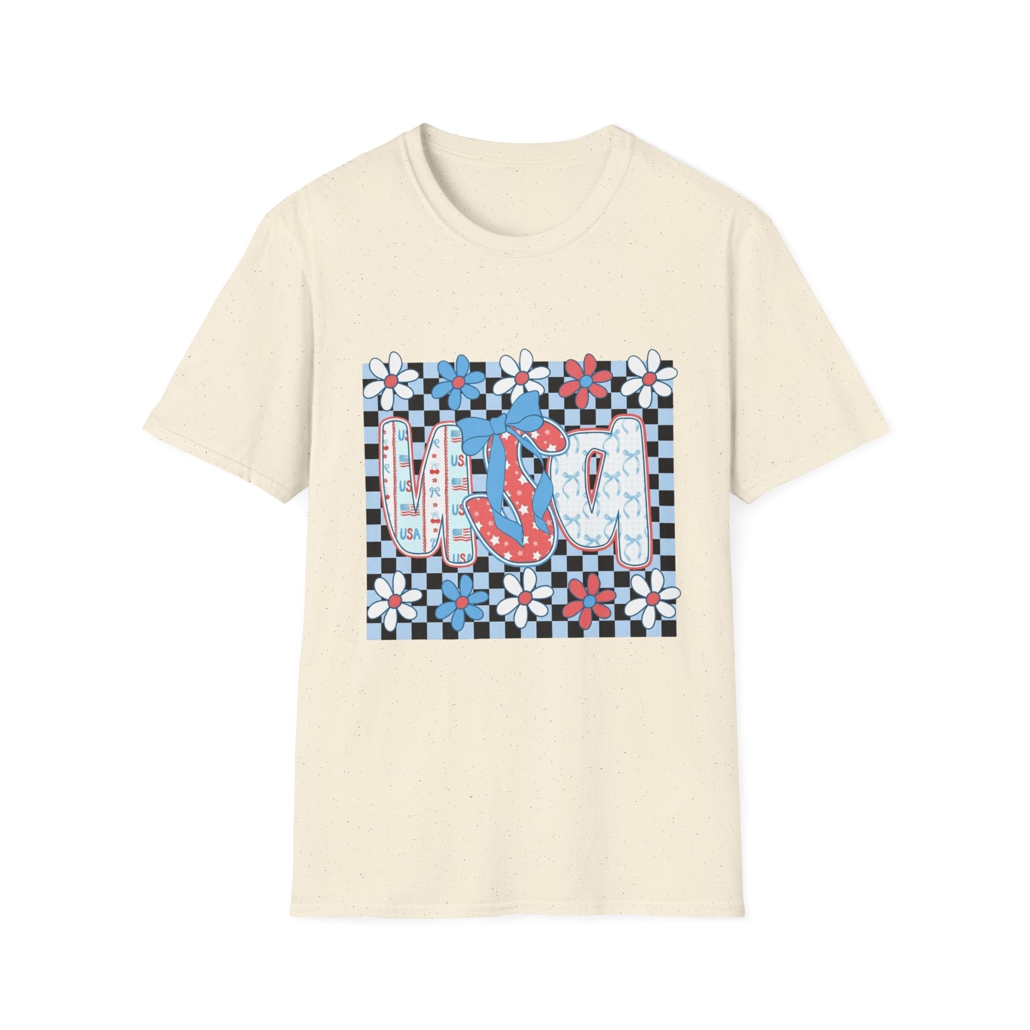 Flip Flop Summer Tee — Red Blue Floral Check Graphic T-Shirt