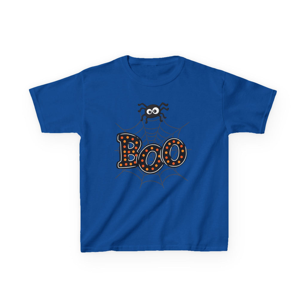 Kids Halloween Tee - "Boo" Spider Web Graphic