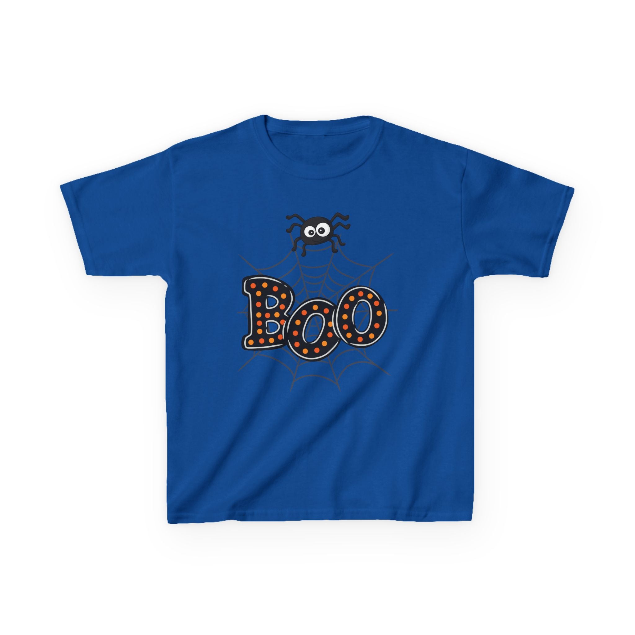 Kids Halloween Tee - "Boo" Spider Web Graphic