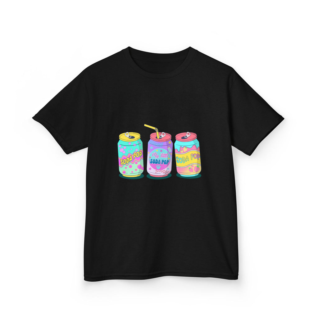 Kids T-Shirt — Colorful Soda Can Trio Graphic Tee (Cute Retro Drink Design)