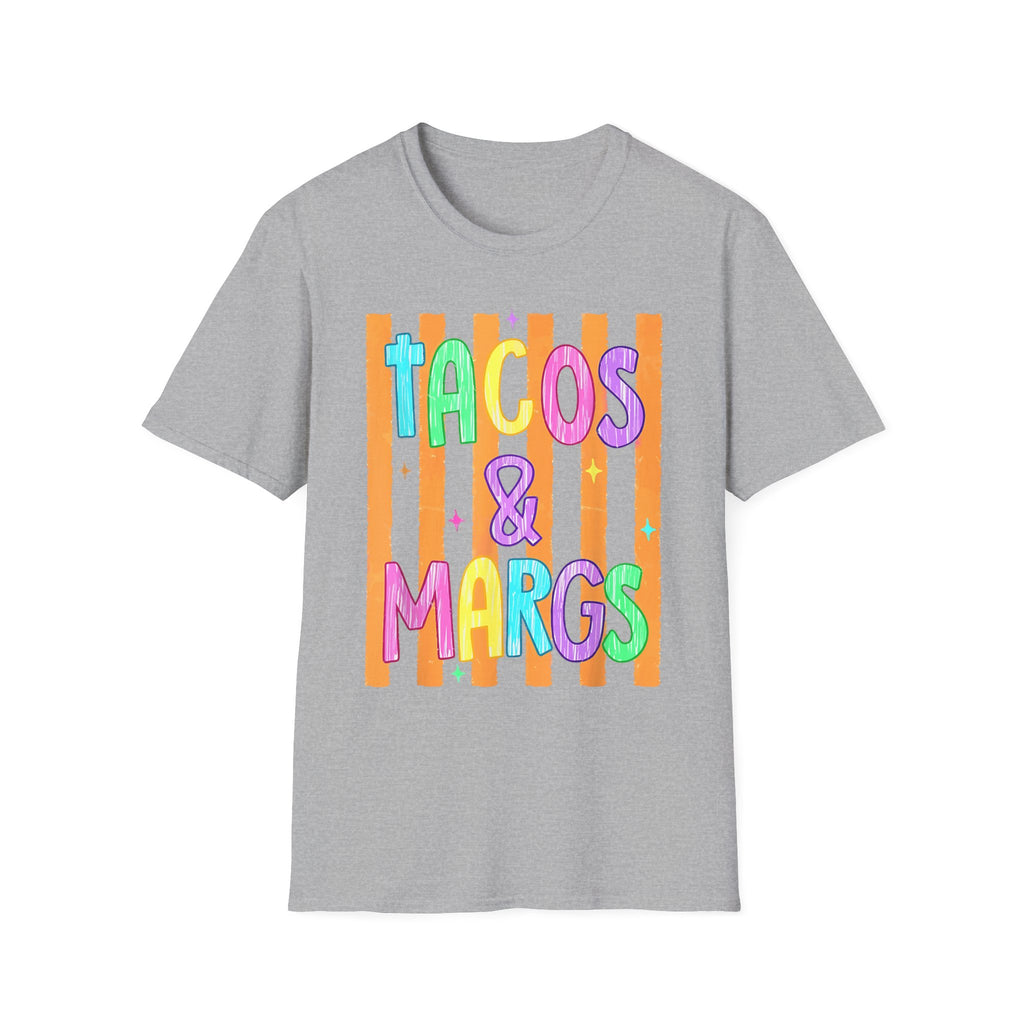T-Shirt — "Tacos & Margs" Colorful Striped Graphic Tee